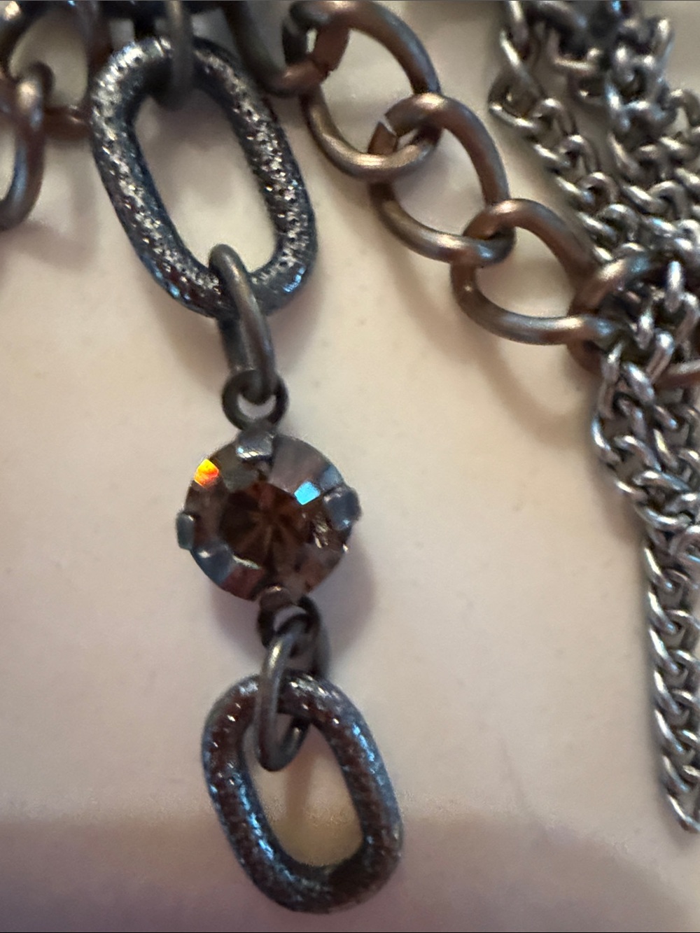 Gunmetal Chain Charm Necklace - Women's Fashion Jewelry - Picture 3 of 6